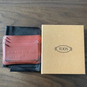 Tods orange card case in leather